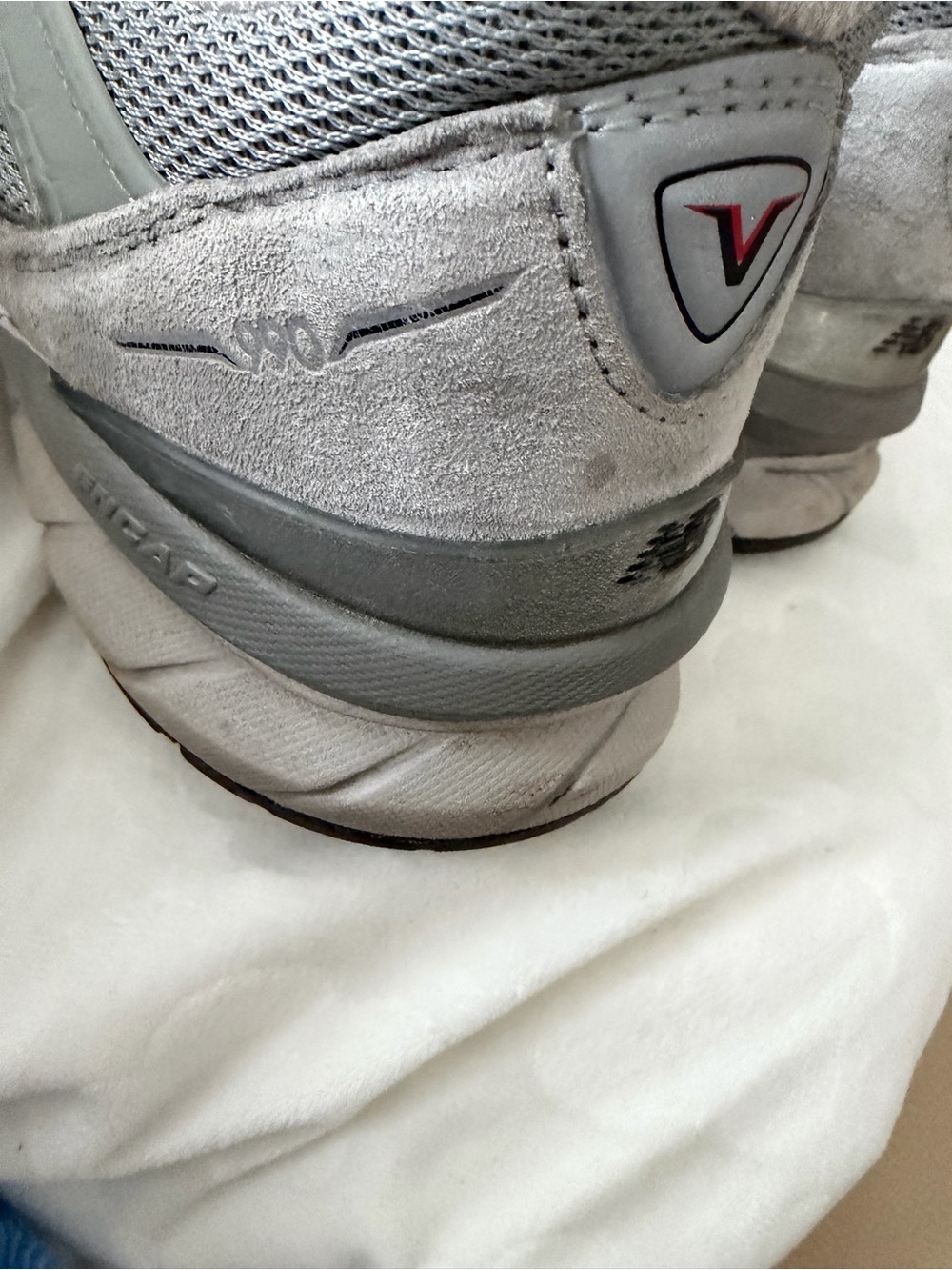 New Balance 990v5 Gray Suede and Mesh Sneakers - Picture 10 of 15